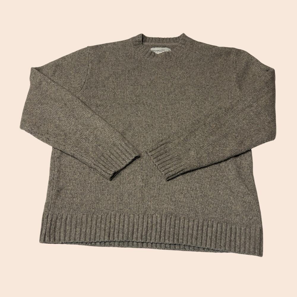 Abercrombie & Fitch Soft A&F Sweater Mens Medium M Taupe Brown Ribbed Knit